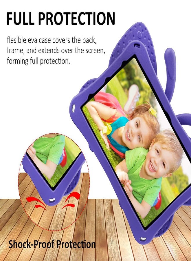Simicoo جراب Simicoo للأطفال لجهاز Samsung Tab A7 10.4 مع حامل - تصميم فراشة لطيف، مصنوع من مادة EVA المتينة المقاومة للصدمات، شديد التحمل، بنفسجي - Image 5